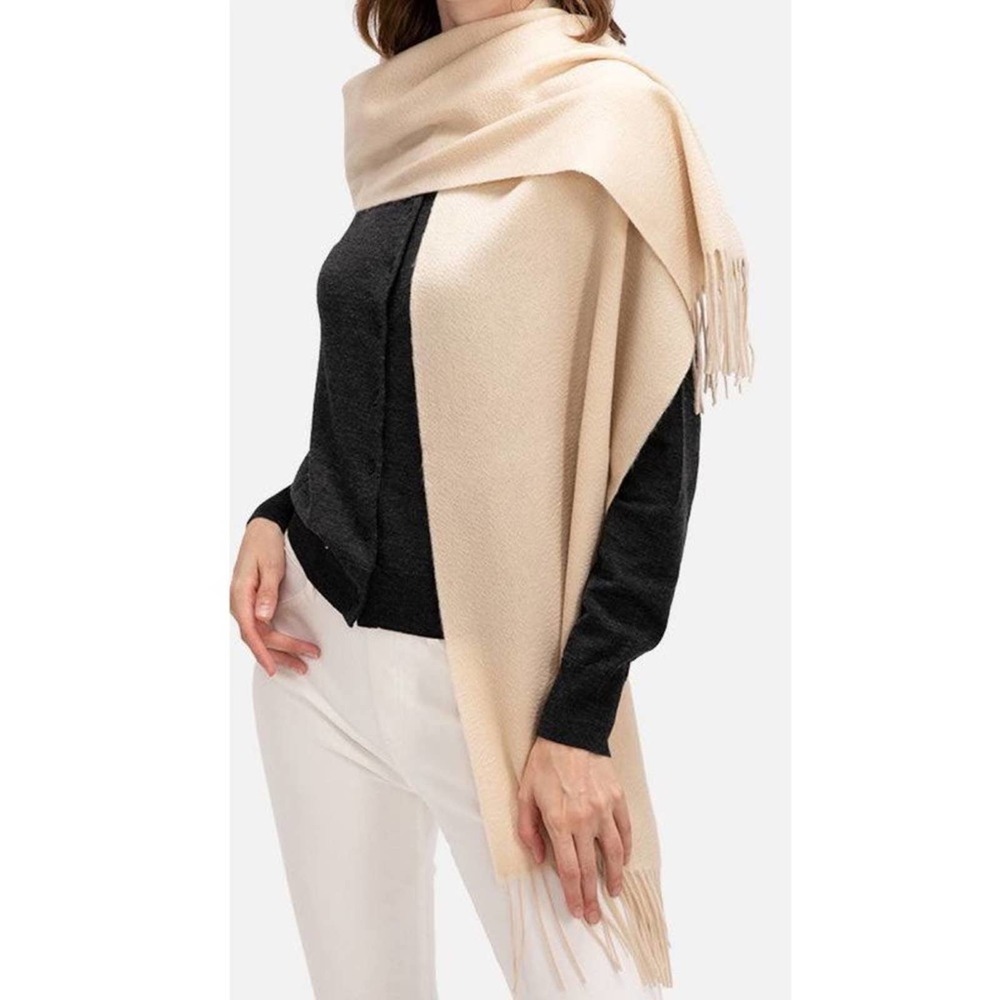 Cashmere Preston & York Beige Fringe Scarf